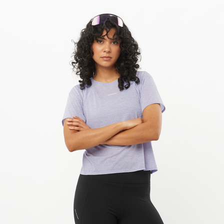 Salomon - T-Shirts Shkout Air Crop Ss Tee W - Cosmic SKY