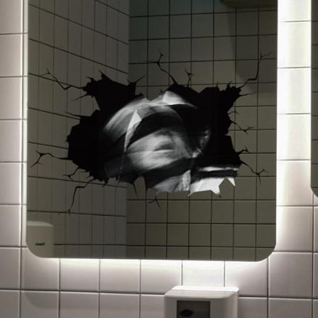 2 stk 3D Halloween-veggklistremerker, maskerte mann Halloween-veggklistremerker, flyttbare Halloween-veggdekorasjoner