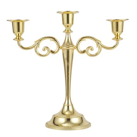 Metal Lysestage 3-armede Lysestage Antik Søjle Kandelaber Lysestager Chic Dekoration Til Bryllupsdekoration (Guld)