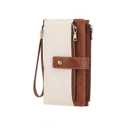 RFID Anti-Magnetisk Dame Trefold Lang Pung - Elegant Pung med Flere Kortpladser og Retro Design