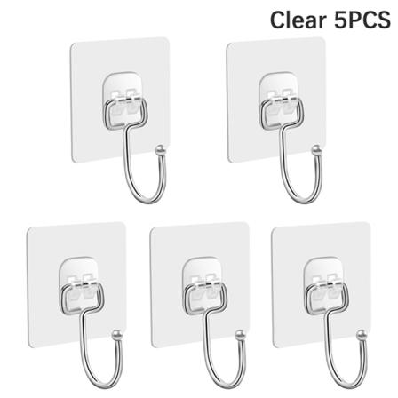1/5 stk Roterende selvklebende kroker Sømløs Sticky Holder Vegg Clear 5PCS