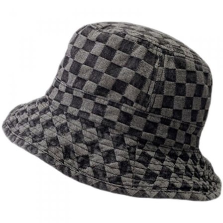 Dam Bucket Hat Fashion Rutmönster Bucket Hat Packbar Resesolhatt
