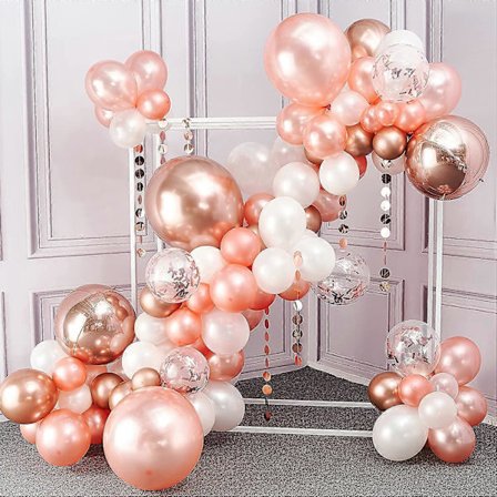 Roséguld Ballonger, 140 st Roséguld Födelsedag Dekorationer, 18 tum Ballonger, 4D Folieballonger, Ballongbåge Kit, Prickar Girlander, Födelsedag 
