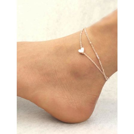 Forgyldt dobbelt ankel med hjerte og kugler