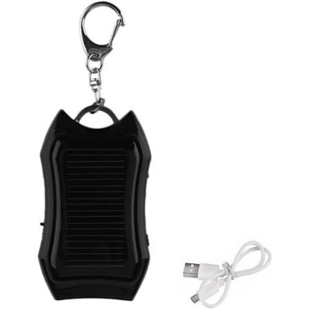 1200mAH Solcelle Powerbank Bærbar Lader Nøkkelring Mini Powerbank med LED Lommelykt Utendørs USB Batteripakke Nødtelefonlader