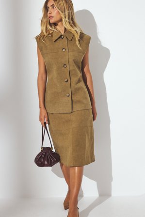 Shpresa x NA-KD Faux Suede Vest - Blazer vest - Beige - EU 40