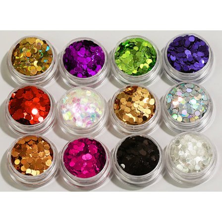12 dåser glitter Rund 3mm