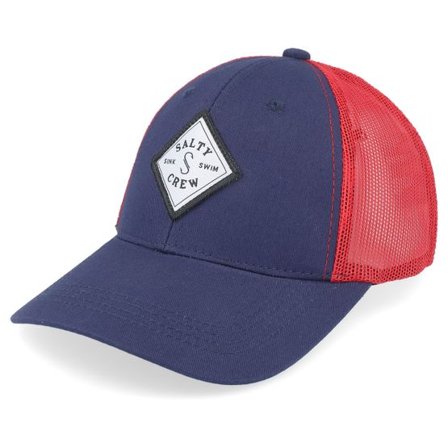 Salty Crew - Blå trucker Keps - Kids Sealine Boys Retro Navy/Red Trucker @ Hatstore