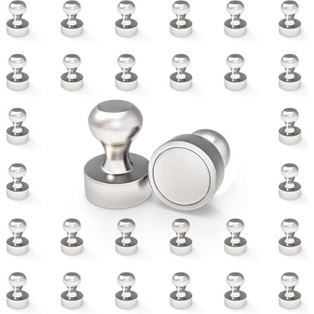 30-pak neodymmagneter (sølv), neodymmagneter til whiteboard, køleskab, gør-det-selv, magnetisk overflade, diameter 13 x 16 mm