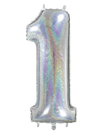 IPK | Number Foil 1 Hologram Silver 70 Cm | 0