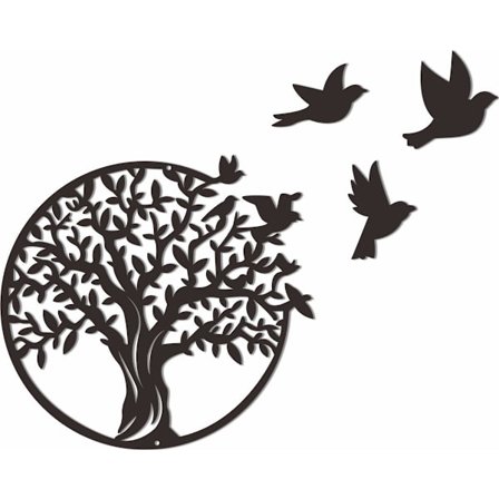 Elämänpuu - Seinäkoriste - Musta - 30×30 cm - Sisä-/ulkokoriste