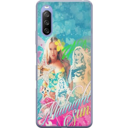 Yhteensopiva Puhelinkuori Sony Xperia 10 III Lite Seikkailumaailma Steve, Creeper ja eläimillä värikkäässä palikkagrafiikassa