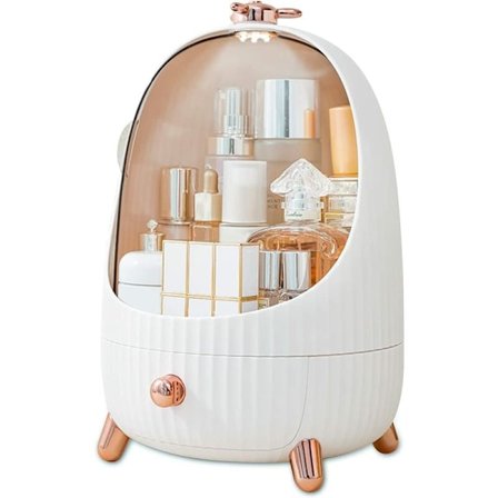 Kosmetikförvaringslåda med LED-belysning, Plast Smyckesförvaringslåda, Kosmetikförvaringslåda, Dammsäker Behållare, Hushåll