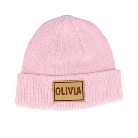 Equip - Roze cuff Beanie - Kids Infant Engraved Suede Patch Pink Cuff @ Hatstore