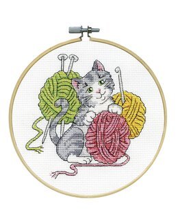 Broderikit Billede Katten & Garn - Design Works Crafts