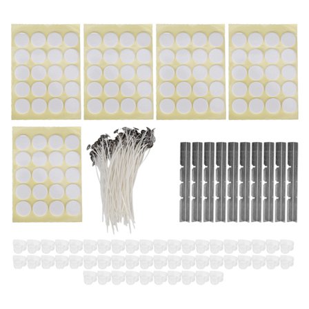 260 st 15 cm Ljusvekar, 100 st Dubbelsidig Tejp, 50 st Ljusbehållare, 10 st Ljusvekshållare i Rostfritt Stål, Plast Hjärta Gul