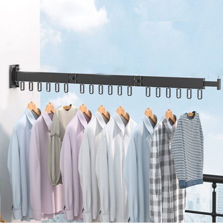 Sammenfoldelig Tøjbøjle Sammenfoldelig Tøjstang SORT 3 STANG