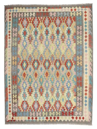 Handvävd Kelim Afghan Old Style Matta 264X336 Brun/Gul