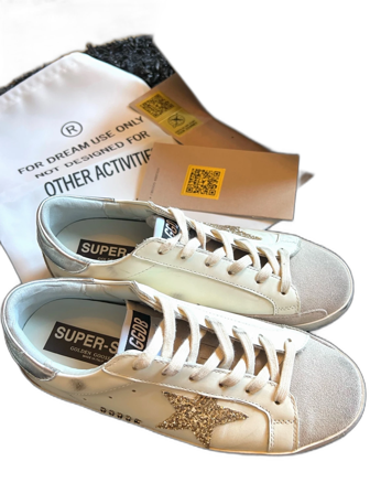 Golden Goose vita sneakers med glitterstjärna