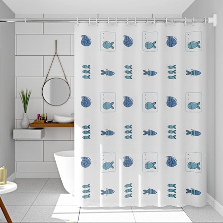 Vattentät duschdraperi snäcka fisk enkel gardin utan stång bredd 80*höjd 180 (med upphängningsring)