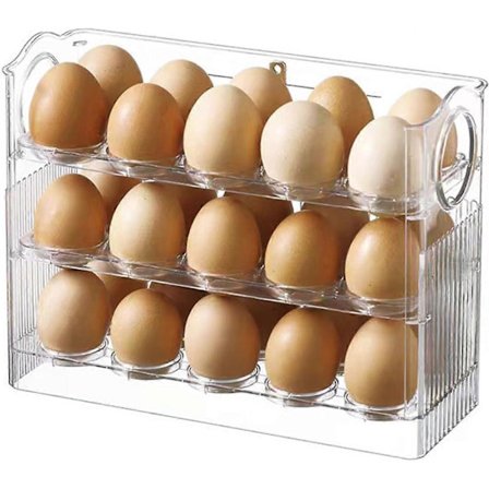 Æggeopbevaringsstativ 3 Etager Stor Æggeopbevaringsbakke Æggeholder Beholder Æggekurv Rummer Op Til 30 Æg til Køleskabsopbevaring