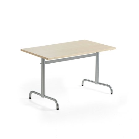 Tisch PLURAL, 1200x800x720 mm, HPL-Platte, Birke, silber