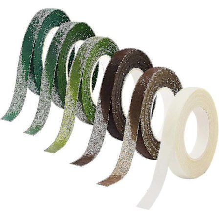 6 väriä Kukkateipit Kukka-liimat Varsi Teippi (tummanvihreä, vihreä, ruohonvihreä, valkoinen, ruskea, vaaleanruskea)