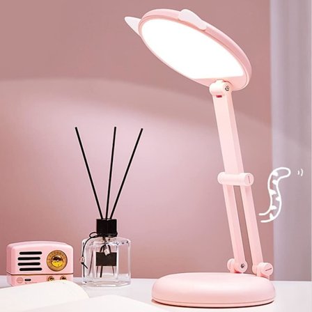 LED-lampe, Barnebordlampe, Kattøre Rosa Jente nattbord ,ZQKLA