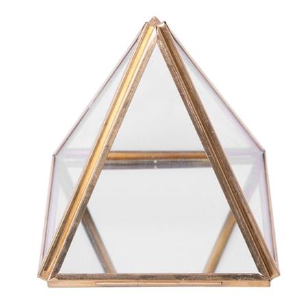 Lasinen Korurasia Kultainen Geometrinen Koristeellinen Laatikko Geometrinen Lasipyramidi Sormustenpidike H ihin