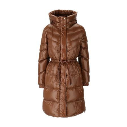 Woolrich, Brown Woolrich Aliquippa Brown Long Hooded Padded Coat Bruin, Dames, Maat:L