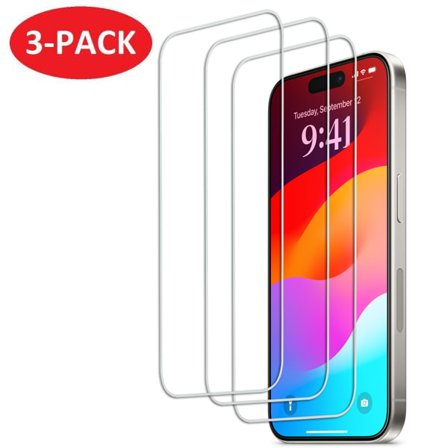 3-Pack - iPhone 15 Skärmskydd i Härdat Glas