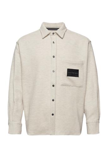 Monologo Badge Knitted Shirt Overshirts Beige Calvin Klein Jeans