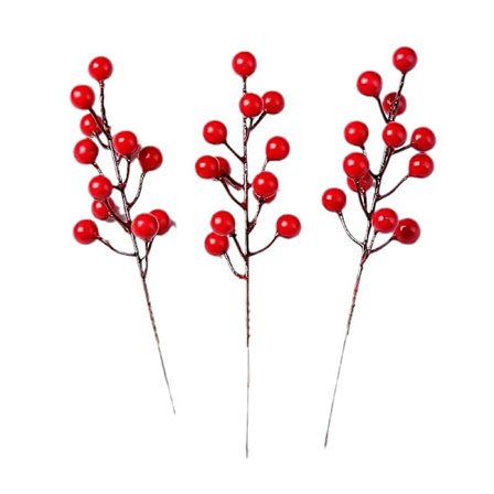 50 stk. Jule-Hvidtjørn Bær Kunstige Bær til Julekrans Dekorationer Garland Fremstilling Forbrugsvarer Jul