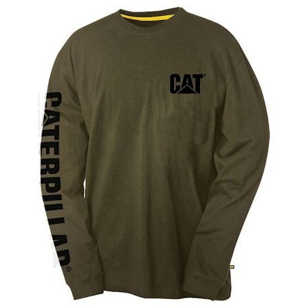 Caterpillar Mens Trademark Banner Long Sleeve T-Shirt M Green
