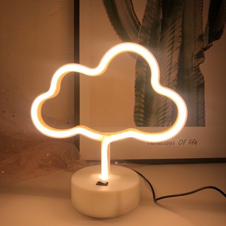 Lämmin Valkoinen Neonvalo Pilvi Neonkyltit Pilvi Neonvalot Jalustalla Pöytälamput USB:n Tai Paristojen Vieressä Led-kyltit Lapsille Makuuhuoneeseen