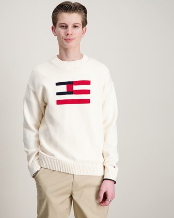 Tommy Hilfiger FLAG SWEATER Gelb Pullover Jungen - Kids Brand Store