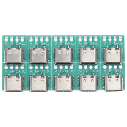 10 stk. USB C-kontaktkort DIY 3.1 USB Type-c hunnkontakt sokkeladapter (1.50X1.20X0.40CM, som vist på bildet)