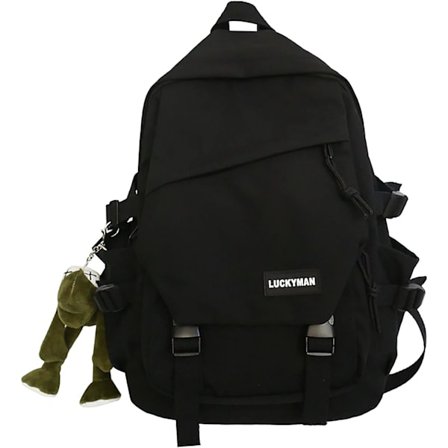 Koreansk Ryggsäck Casual Rucksack Dagsryggsäck Laptopväska Bokväska Skolväska för Vuxna Tonåringar, Svart, One Size