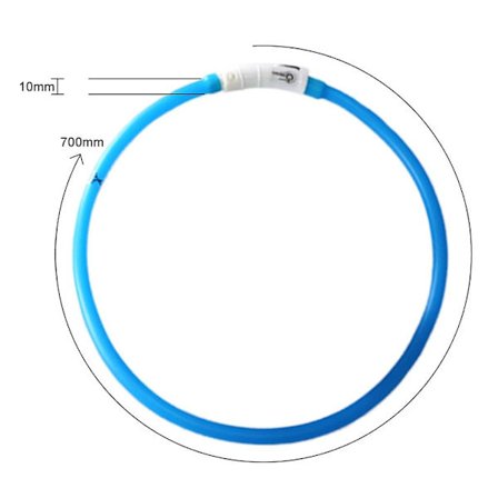 LED lysende halsbånd for hund, USB-oppladbar, justerbar lengde, blå