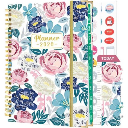 2026 Planner - Ugeplanlægger - Notesbog med trykt omslag - 12-måneders kalender - 142 sider - A5 Størrelse 21,7x15,8cm -- Arbejds- og studiedagbog