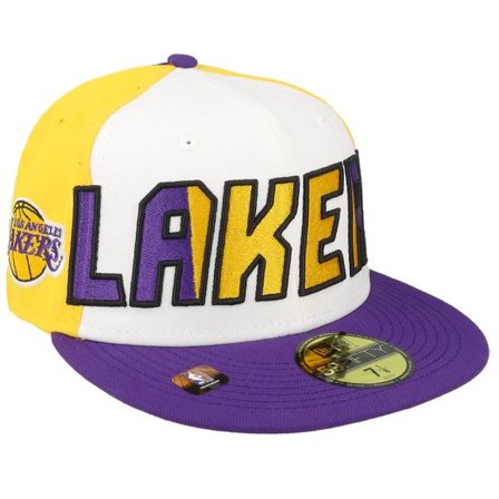 New Era - NBA Vit fitted Keps - Los Angeles Lakers 59FIFTY NBA 23 Back Half White/Yellow/Purple Fitted @ Hatstore