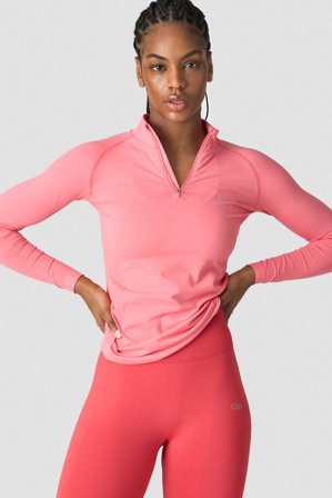 Everyday Seamless 1/4 Zip Wmn Rose