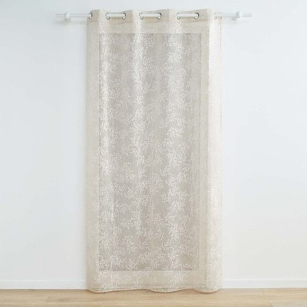 Gardinpanel med øjer 140 x 240 cm vævet voile appliceret karla taupe