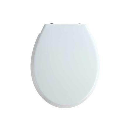 Toalettsete med myk lukking, rustfritt stål feste, Hvit, Duroplast, Bilbao, 35 x 43,5 cm