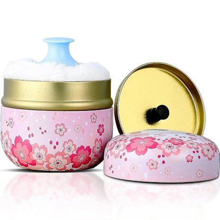 Puderburk med pudervippa, puderbehållare, teburk för baby och vuxen, kropp talkpuder, tebox