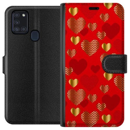 Kompatibelt Plånboksfodral till Samsung Samsung Galaxy A21s GoldenHearts