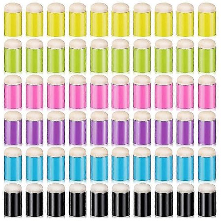 60 Stykker Fingersvamp Duppesvampe Fingersmaling Svamp Håndværk Tegnesvamp Duppesæt til Maling