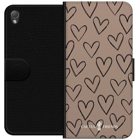 Yhteensopiva Lompakkokotelo Sony Sony Xperia Z3 Cactus and Friends - Earthy Sketch Hearts