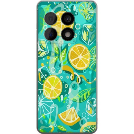 Yhteensopiva Puhelinkuori OnePlus 10 Pro Raikas sitrusharja sitruunalehdillä ja kuplia eläväisen värimaailman kanssa