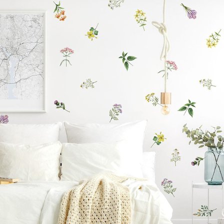 A Set of Wall Decals Small Colorful Flowers Wall Decor for Bedroom Office Kitchen Living Room Wall Decoration